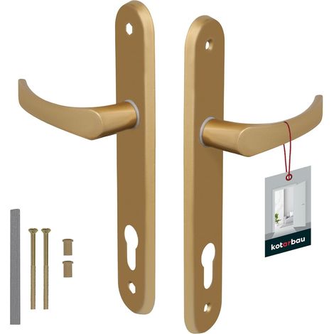 Maniglia per porta verniciata, lunghezza 90 mm, alluminio, inserto dorato (1/5)