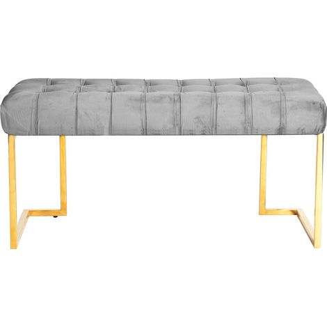 Panca Rarity in velluto grigio con base dorata (1/3)