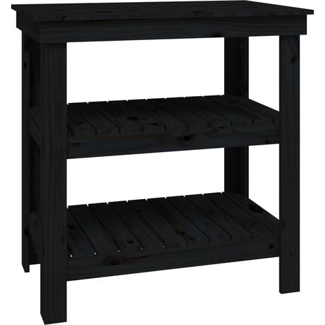 Banc d'intérieur Banc de travail Noir 78,5x50x80 cm Bois de pin massif CFW72376 (1/5)