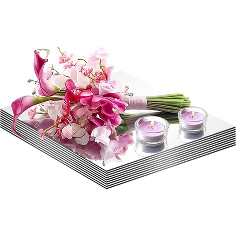 Lot de 4 miroirs carrés pour décoration de table, miroir mural, 20 x 20 cm, plateaux de table pour mariage, fête, salle de sport et maison (1/5)