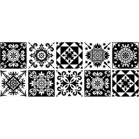 Lot de 10 stickers muraux pour décoration murale Motif carrelage géométrique 3D pour salle de bain, fenêtre, douche (1/5)