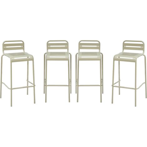 sweeek - 4er-Set Garten-Barhocker mit Lehne aus Stahl (1/5)