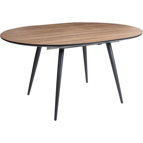 Tavolo da pranzo rotondo ovale allungabile Moderno Industriale Gambe in metallo Marrone Seniac