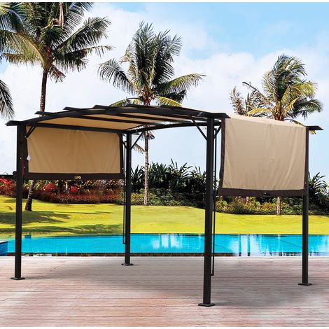 Ersatzdach für Pergola 490x217 cm aus Polyester, Beige, wasserabweisend für Terrasse (1/5)