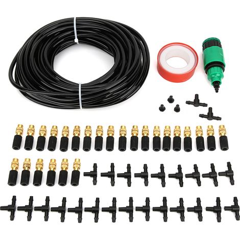 Kit d'arrosage goutte à goutte avec tuyau de 25 m pour jardin, serre, parterre de fleurs, terrasse et pelouse.