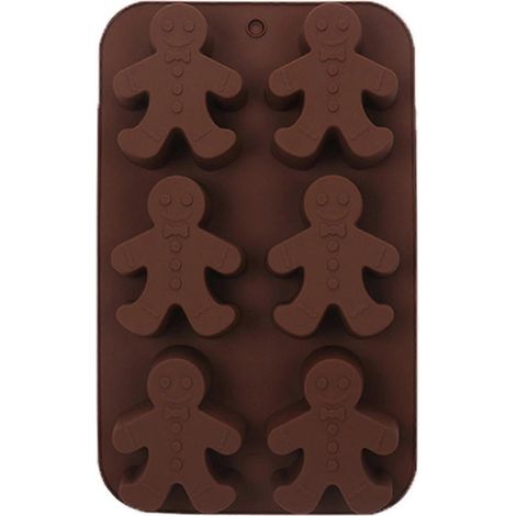 Moule à mouler bonhomme en pain d'épice, 6 alvéoles, en silicone souple, pour résine époxy, idéal pour la cuisson de biscuits au chocolat et autres loisirs créatifs. Nouveau. (1/4)