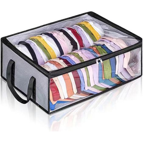 Organisateur de capsules de fenêtre pliable et visible, en tissu Oxford réutilisable, pour placard domestique (gris) (1/5)