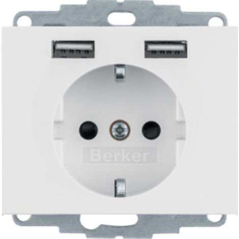 Berker Enchufe USB elegante blanco con 2 puertos USB