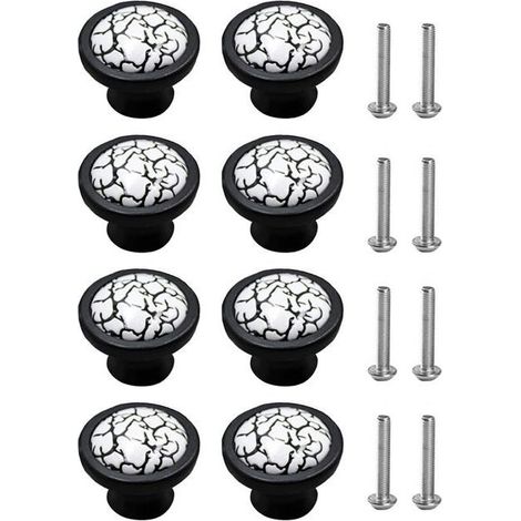 Poignées de meuble en céramique ronde – Lot de 8 pièces, diamètre 35 mm, avec vis incluses pour tiroirs et armoires de cuisine (1/5)