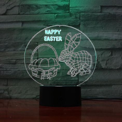 Veilleuse LED 3D Lapin de Pâques, lampe de table à couleurs changeantes (1/2)