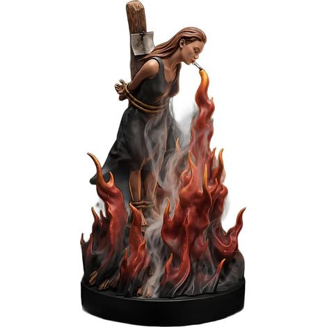 Brûleur d'encens à refoulement en résine de qualité supérieure peint à la main avec sculpture de sorcière - Art gothique - 27 cm de hauteur - Décoration esthétique (1/5)