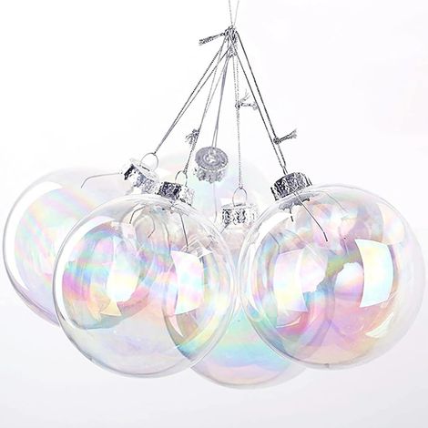 de Noël Transparentes Boules Remplissable 12 Pcs Boules Vides Suspendre des Ornements en Acrylique DIY Décorations pour l'arbre de Noël pour Fêtede Noël Mariage Anniversaire Accueil Cadeau (1/5)