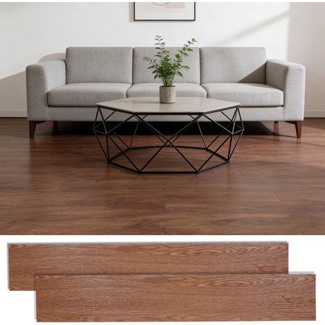 Sol PVC adhésif 5 m², lames vinyle effet bois, 36 pièces, 2 mm, imperméable, cuisine salon couloir, brun foncé (1/5)