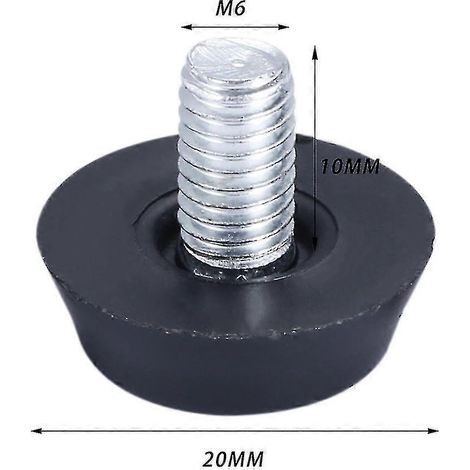 Lot de 10 tiges filetées réglables M6/M8 pour meubles, roulettes de table, pieds et vérins de nivellement. (Vis M6 x 10 mm) (1/5)