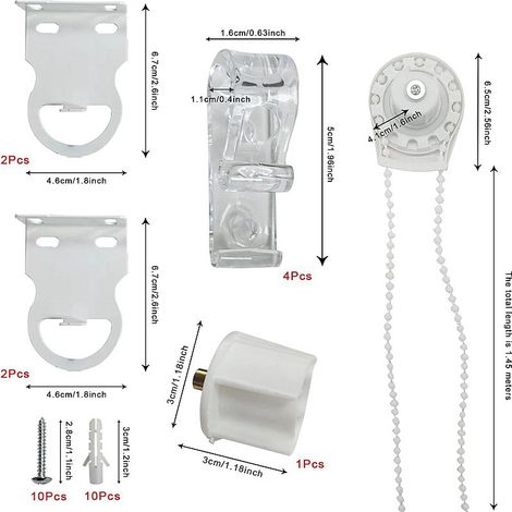 Curtain accessories set, manual roller blind accessories, beaded pull head, roller blind deceleration head, 38mm head, silent design. (1/5)