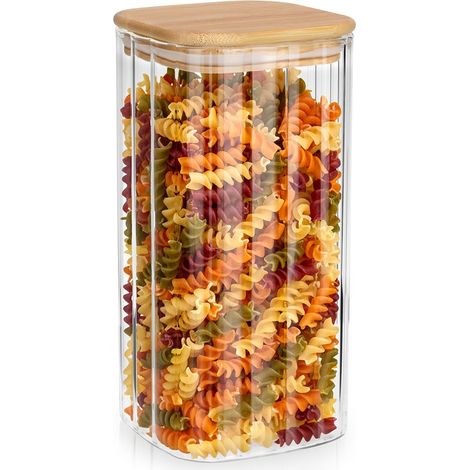 Récipient de cuisine en verre et bambou pour aliments et produits en vrac, étanche 1,6 (1/5)