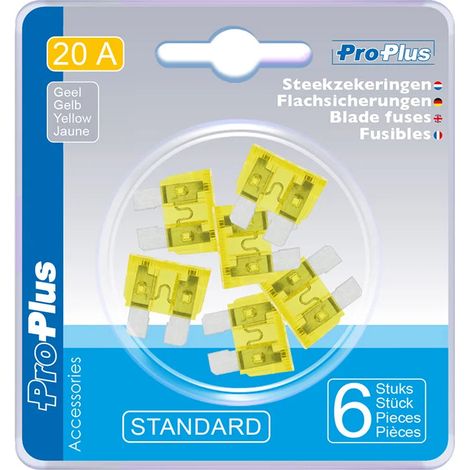 Fusibles Standard 20a Jaune 6 Pièces Dans Blister (1/4)