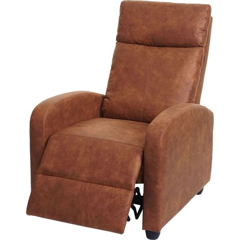 Poltrona relax reclinabile TV HHG-461 design moderno tessuto vintage marrone scamosciato (1/5)