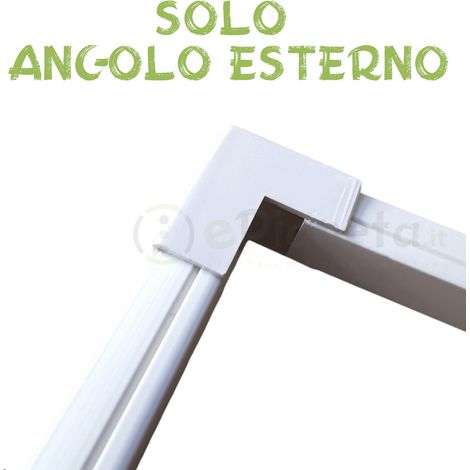 2 mt Canalina per cavi elettrica 25x16 mm in plastica passacavi bianco coprifili a parete con copertura SOLO ANGOLO ESTERNO (1/2)