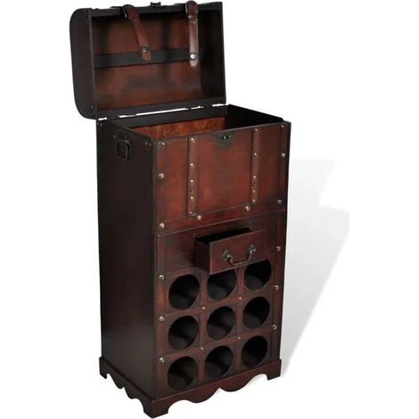 Étagère à Vin en Bois - Support de Rangement pour 9 Bouteilles, Présentoir de Comptoir Élégant et Stable, Idéal pour Cuisine, Cave ou Bar (1/4)