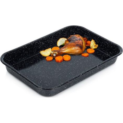 Rotissoire Émaillée - Rectangulaire - 34 x 24 x 4,5 cm - 2,5 L - Noir - Acier Émaillé (1/5)