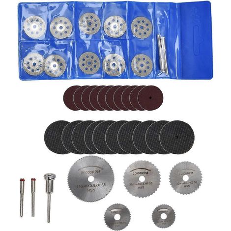 Kit de 40 disques de coupe HSS pour scie circulaire, disques de coupe en résine et disques diamantés