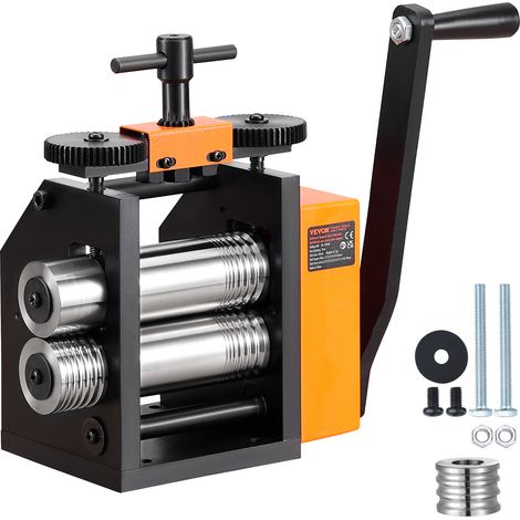 VEVOR Laminatoio per Gioielliere Larghezza 75mm, Laminatoio per Gioielli Spessore 0,03-6,5mm Rapporto di Trasmissione Regolabile 1:2 per la Lavorazione di Gioielli Lamiera Oro Argento Anello Bracciale