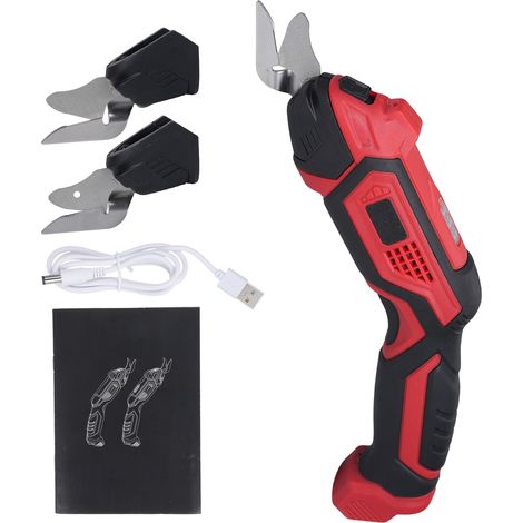 Ciseaux électriques pour tissu, cuir- Coupe-câbles sans fil avec batterie 4,2 V 2000 mAh, éclairage LED et lames en alliage (2 pièces)
