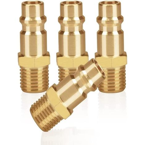 r Raccord d'air comprimé fileté 4 pièces avec filetage mâle 1/4" pour connexion d'air comprimé (1/4)