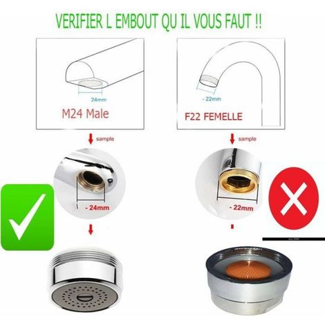 Économiseur d'eau pour robinet - - Mâle M24 - Réduction consommation 30-80% - Lot de 2 (1/4)