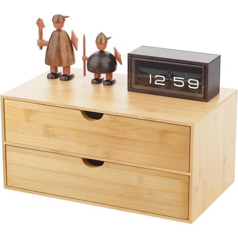 Schreibtisch-Organizer aus Bambus mit 2 Schubladen, Organizer für die Arbeitsplatte aus Holz, Aufbewahrungsbox für Büro und Zuhause, keine Montage erforderlich (1/5)