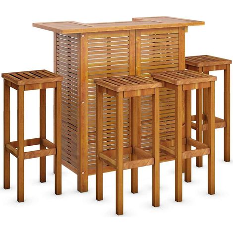 Set da Bar per Giardino 5 pz in Legno Massello di Acacia vidaXL (1/4)