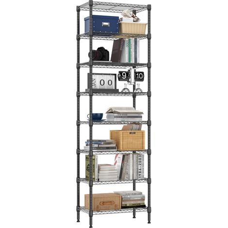 Étagère en métal à 8 niveaux pour charges lourdes, jusqu'à 908 kg, étagère stable pour garage, cave, atelier et entrepôt, noir foncé, 35 x 60 x 201,8 cm (P x l x H) (1/5)