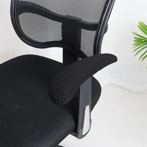 2pcs Housses d'Accoudoir Chaise de Bureau Noir 2, Fermeture éclair, Anti-usure, Protège Accoudoirs Cuneary (1/5)