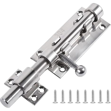 Loquet de porte coulissant, loquet à boulon en acier inoxydable 304 robuste avec trou de cadenas, verrou de porte coulissant, diamètre 14mm. verrous loquet porte coulissant verrou 8 Inch
