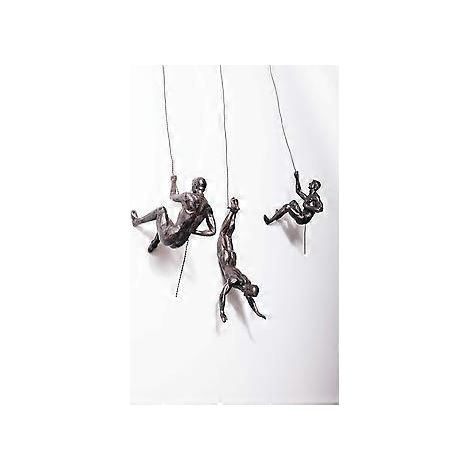 Lot de 3 figurines décoratives en bronze représentant trois grimpeurs pratiquant la descente en rappel. (1/5)