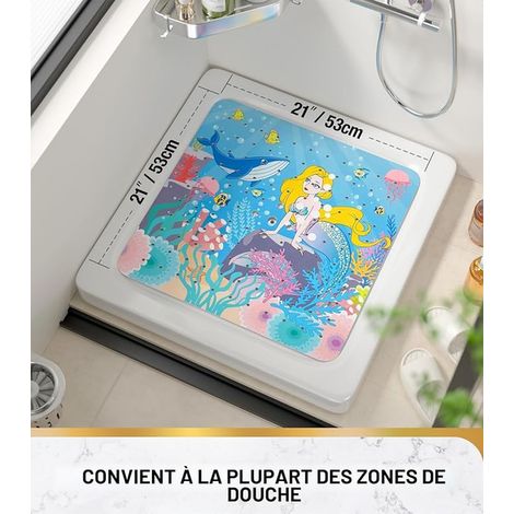 Carré Tapis de Douche antidérapant pour Enfants Tapis de Bain Tapis de Baignoire avec ventouses et Trous d'évacuation Lavable en Machine (1/4)