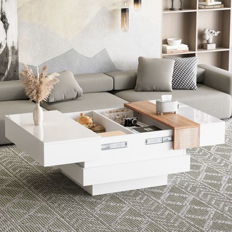 Mesa centro extensible con almacenaje 70x70 cm OKMYHOME (1/5)