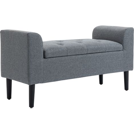Banco con almacenaje tapizado gris claro con patas de madera 116 x 44 x 58 cm (1/5)