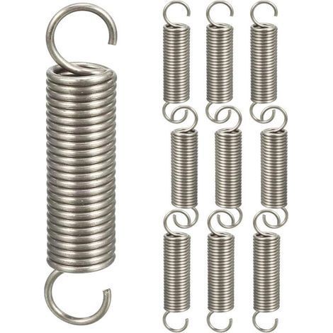 10 Double Hook Tension Springs, Compression Springs, Hook Spring Assortment, 1.2 x 11 x 45mm (1/2)