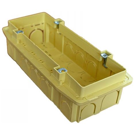 Scatola 506/507 rettangolare con inserto metallico, 6 posti, interasse 99,5x58 mm, 185x87x53,5 mm, ideale per installazioni elettriche interne