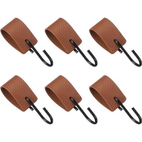 Ganchos en forma de S de cuero, resistentes y versátiles (6 unidades) - Percheros de cuero - Ideales para cocinas, baños, dormitorios y oficinas. (1/5)