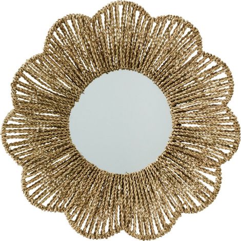Miroir mural fleur en jonc de mer naturel - Naturel (1/4)