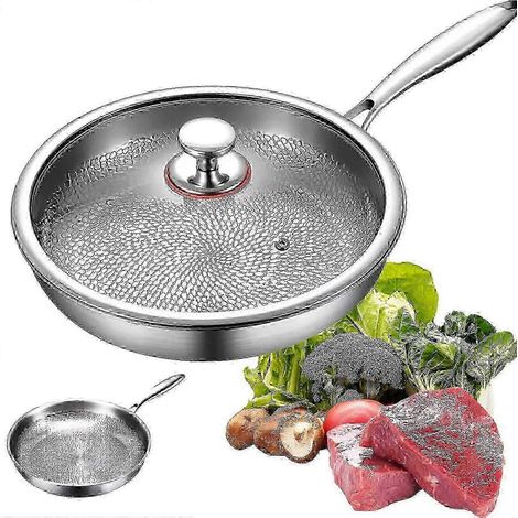 Poêle Titanium Pan Pro avec couvercle 2025. Poêle de cuisson antiadhésive en titane durable et résistante aux rayures, 26 cm.