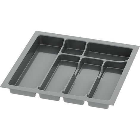 Range-couverts pour tiroir - 1 unité - Plastique anthracite - 6 compartiments découpables - Cuisine moderne - 43x43 cm (1/4)