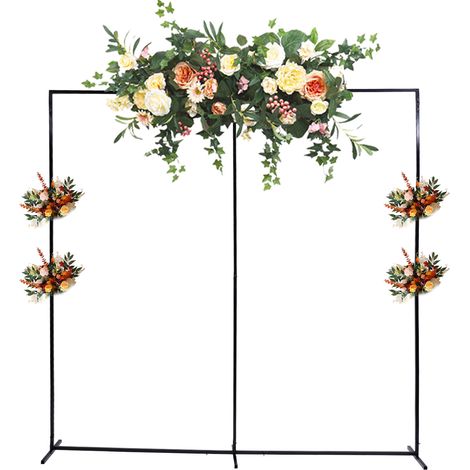 Quadratischer Gartenbogen aus Metall für Hochzeiten, 2,3 x 2,3 m, schwarzer Eisenbogen