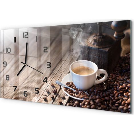 Grande Horloge Murale 60x30 cm Design Panoramique Verre Silencieux pour Salon Tasse de café (1/5)