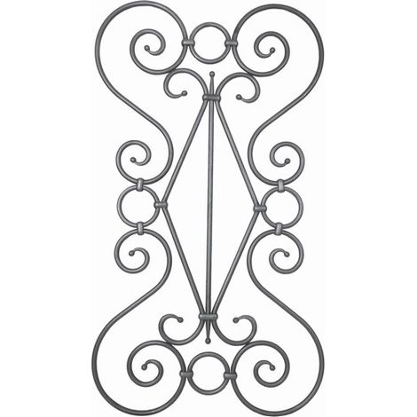 Deco Fer Forge – Panneau décoratif fer forgé grenaillé 950mm x 535mm – Profilé rond Ø12mm – À souder pour balustrade ou fenêtre (1/2)