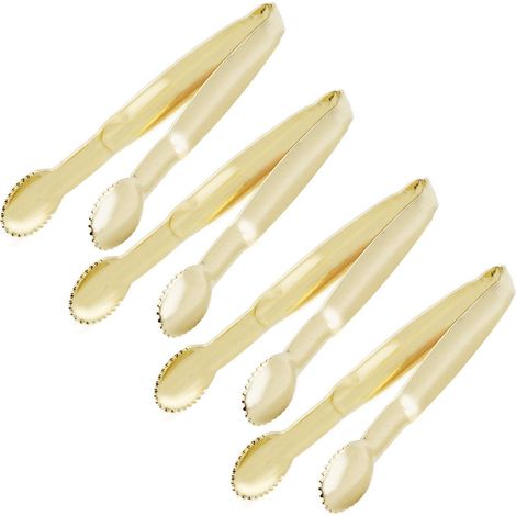 Mini pinces de table plaquées or, pinces à sucre de 10 cm, mini pinces à glaçons en acier inoxydable, ensemble de 4 pièces
