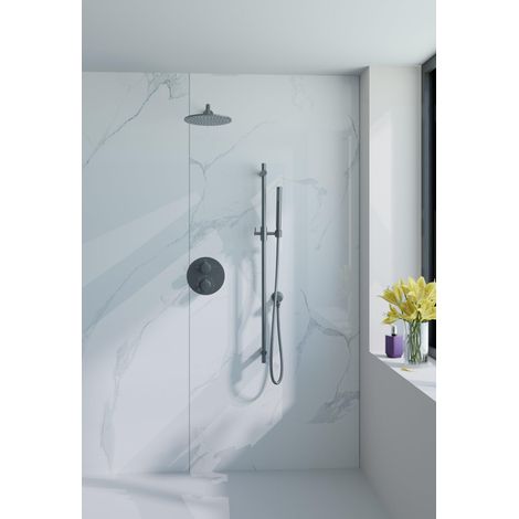 FugaFlow Eccelente Acces Ensemble de douche de pluie encastré - rond - thermostatique - bras mural - barre coulissante - douche de tête 25cm -